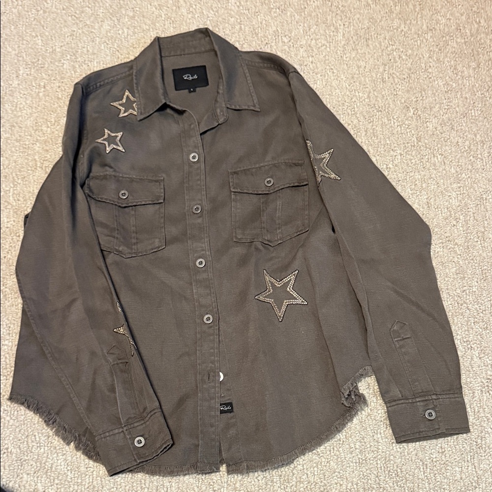 Rails Gray Star Embellished Blouse